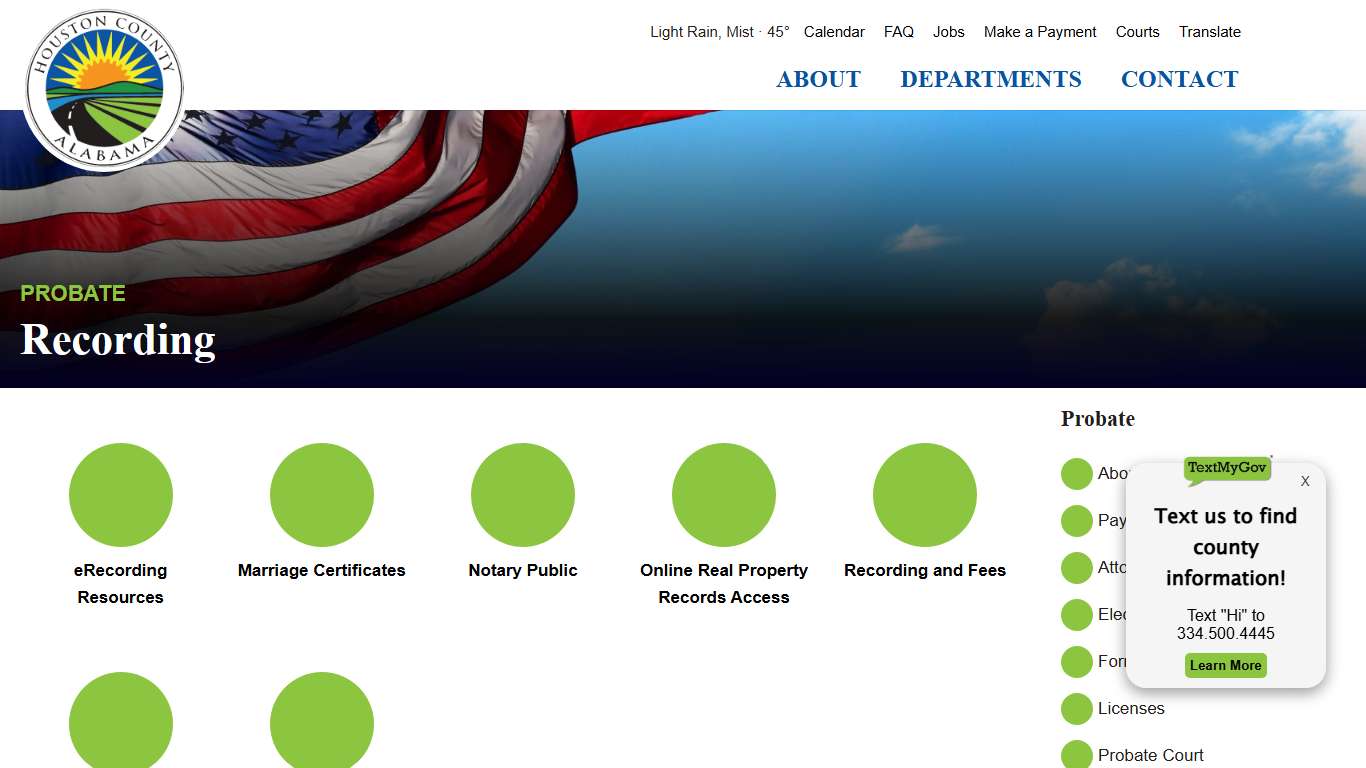 Recording - Probate Office - Houston County, Alabama